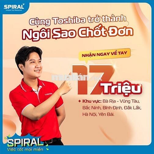 🔥 TUYỂN DỤNG NHÂN VIÊN BÁN HÀNG ĐIỆN MÁY TOSHIBA