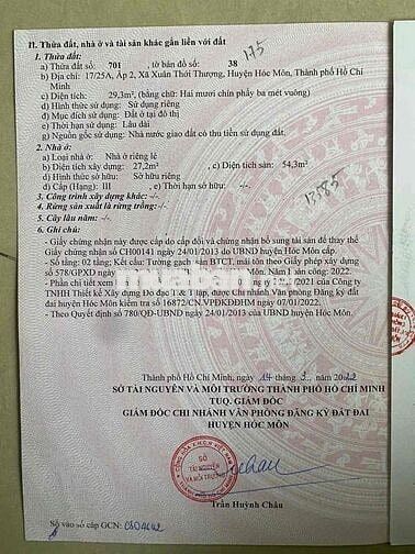 Bán gấp nhà một trệt 1 lầu hoàn công đầy đủ