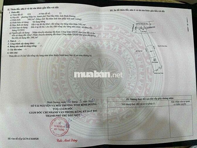 Đất mặt tiền Dx94 gần trường học Nguyễn Hiền nở hậu 9m. 6x43