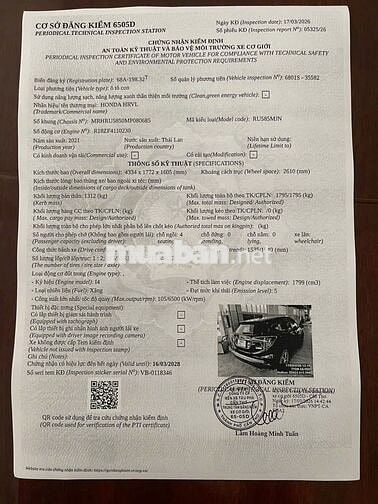 Honda HRV 2021 bản L chỉ 535tr