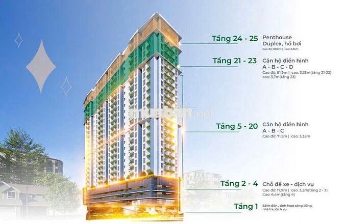 Quỹ căn cuối tại dự án Mia center 2PN full nội thất liền tường 