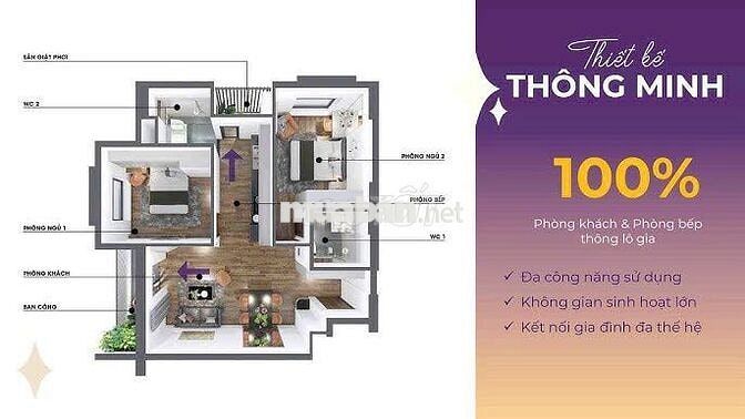 Quỹ căn cuối tại dự án Mia center 2PN full nội thất liền tường 