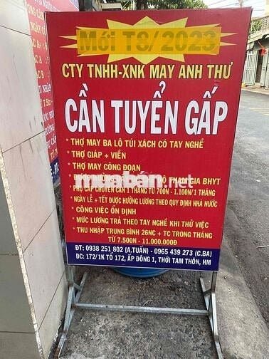 Tuyển dụng thợ may CTY TNHH-XNK ANH THƯ