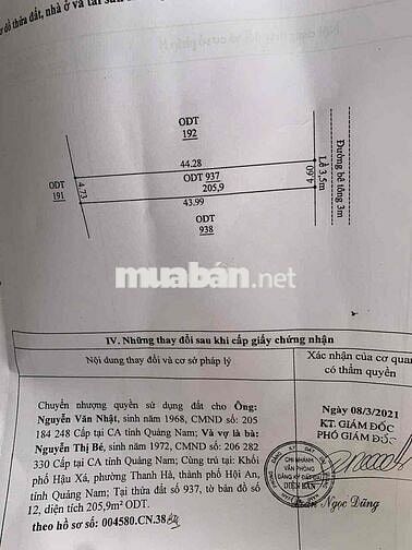 đang cần tiền bán gấp 204.3m2 đất ở đô thị