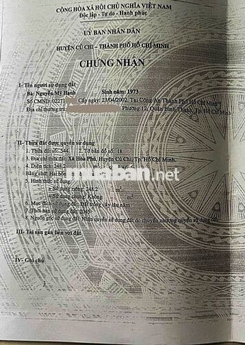 Bán đất huyện Củ Chi giá rẻ chưa qua đầu tư