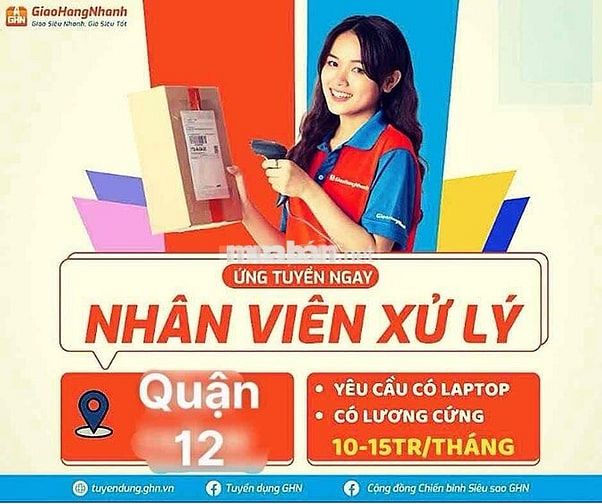 [KO CẦN KN] NV GIAO HÀNG + NVXL QUẬN 12, GÒ VẤP