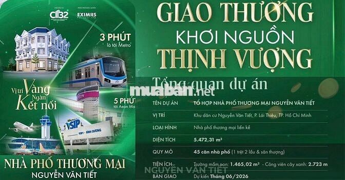 BÁN GẤP NHÀ PHỐ MẶT TIỀN 15M KDC NGUYỄN VĂN TIẾT TT LÁI THIÊU - TT 5%