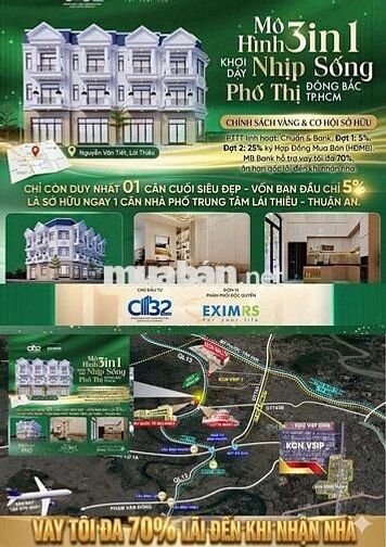 BÁN GẤP NHÀ PHỐ MẶT TIỀN 15M KDC NGUYỄN VĂN TIẾT TT LÁI THIÊU - TT 5%