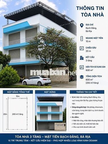 Cho Thuê Toà Nhà Mặt Tiền 600m2 Sàn Đường Bạch Đằng