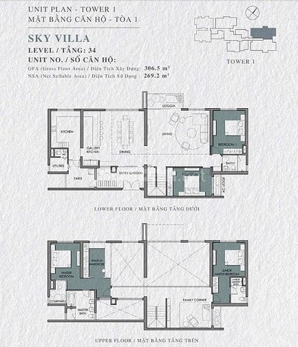 Bán penthouse Vista Verde, Phan Văn Đáng, 306.5m2, 2 tầng, 4PN, 26 tỷ