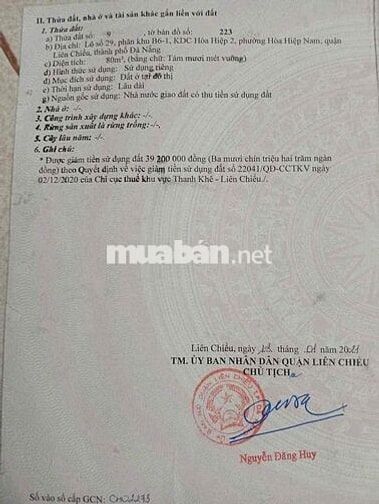 Bán đất MT Xuân Thiều 8 Hoà Hiệp Nam Liên Chiểu Sát Biển