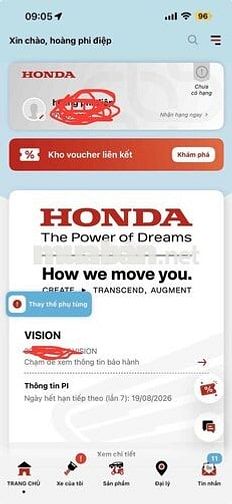 Honda Vision 2023 Smart Key Trắng