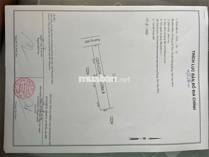 Chủ ngộp bán nhanh lô đất 286m2 MT đường Bàu Mây. Giá 630 triệu. SHR
