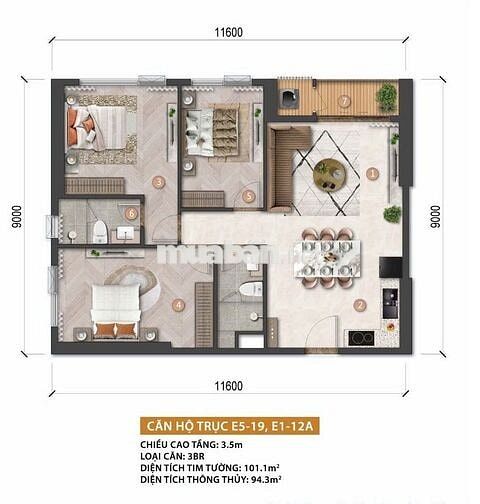 🔥 CĂN GÓC E5-X-19 – 3PN VIEW BIỂN – SỞ HỮU LÂU DÀI 