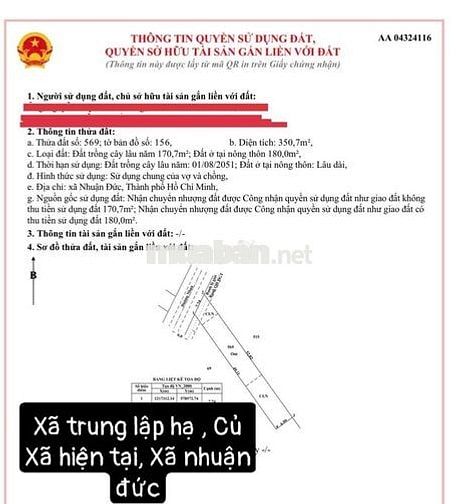 đất Xã Trung Lập hạ 7X52 Thổ cư 180m Tổng 350m, ngay trường học 
