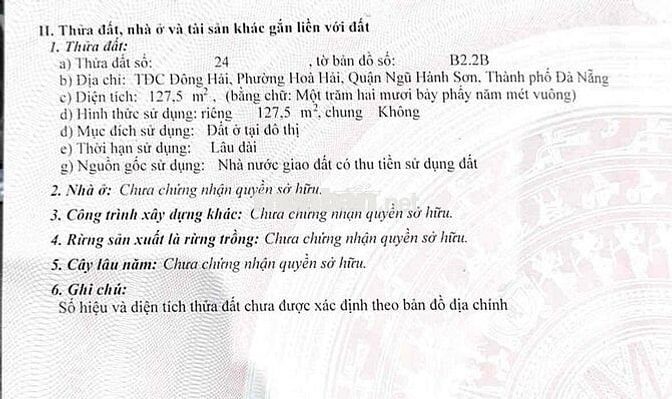 Bán đất Tân Trà: Lô góc đường Lê Như Hổ (7.5m) + Đông Hải 11 (5.5m