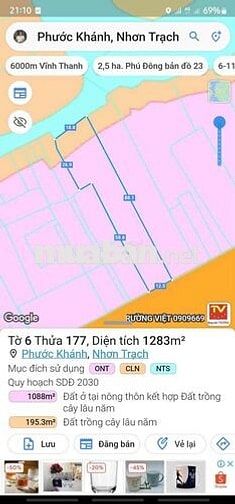 1.283m2 đất mặt tiền Nhơn Trạch