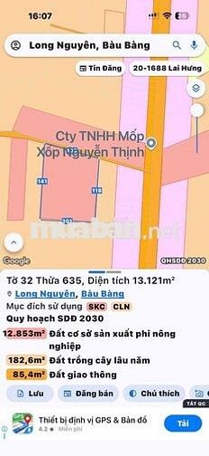 Bán 13121 m² đất Long Nguyên Bàu Bàng Bình Dương