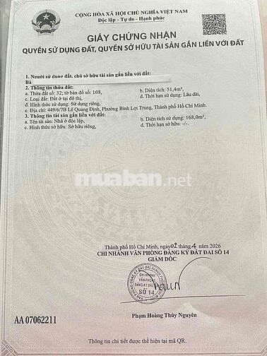CHÍNH CHỦ ĐỊNH CƯ NƯỚC NGOÀI CẦN BÁN NHÀ 4 TẦNG ĐƯỜNG LÊ QUANG ĐỊNH P5