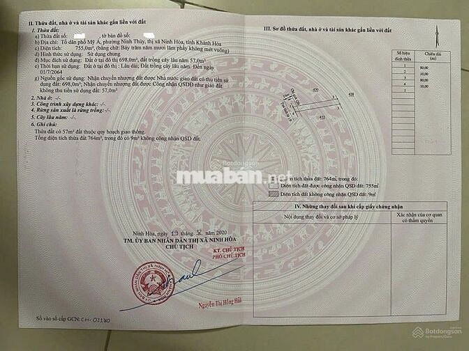 Cần bán đất mặt tiền đường Lê Hồng Phong - phường Đông Ninh Hòa