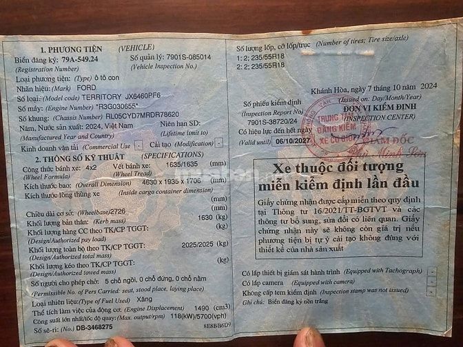 THÔNG BÁO MỜI CHÀO GIÁ CẠNH TRANH THANH LÝ XE Ô TÔ BKS: 79A-54924