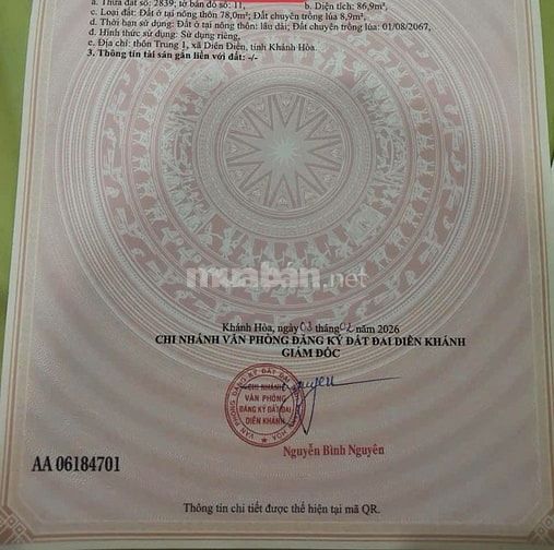 DD84 Bán nhà 2 tầng mặt tiền đường Sáu Sào xã Diên Điền
