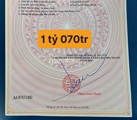VPU99 Bán đất đường oto thôn Trung xã Vĩnh Phương cũ