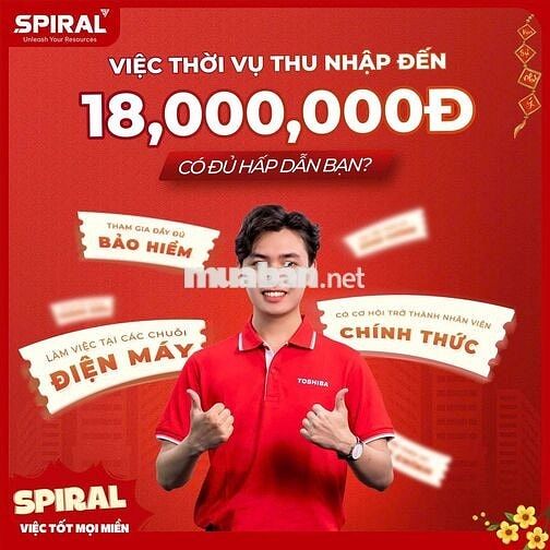 TOSHIBA TUYỂN NHÂN VIÊN TƯ VẤN BÁN HÀNG THỜI VỤ