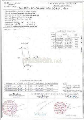 Bán lô đất ngay kp Gia Lâm, Trảng Bàng. DT 64m2 giá 650 triệu. SHR
