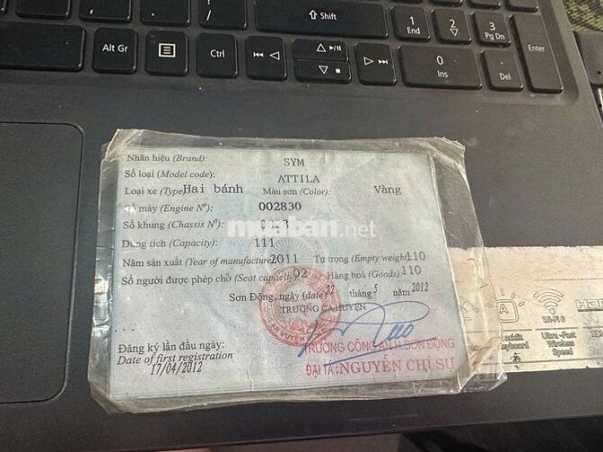 SYM Attila màu Vàng Đã sử dụng
