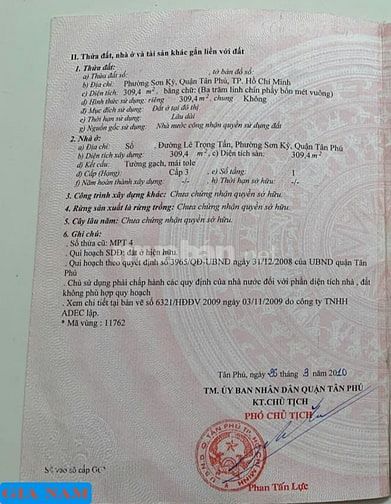 BÁN NHÀ MẶT TIỀN KINH DOANH : 439 LÊ TRỌNG TẤN - P. SƠN KỲ - Q.TÂN PHÚ