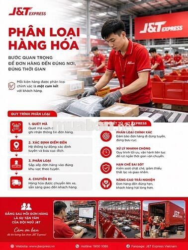 🚀J&T EXPRESS TUYỂN DỤNG NHÂN VIÊN PHÂN LOẠI 🚀