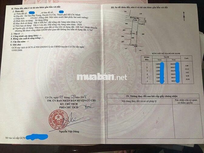 Đất 115m2 giá 1,3 tỷ đường Giồng Cát Tân Phú Trung Củ chi sổ riêng