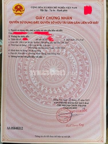 CHÍNH CHỦ CÀN RA ĐI LÔ ĐẤT Ở CHƠN THÀNH, 839TR, 250M2, SỔ HỒNG