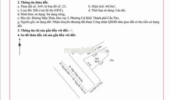bán đất góc 2 mặt tiền lò nhôm , mậu thân nối dài