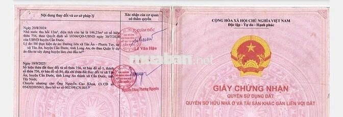 BÁN ĐẤT THỔ CƯ CHÍNH CHỦ – NGAY NGÃ 4, GIÁ TỐT TẠI CẦN ĐƯỚC LONG AN