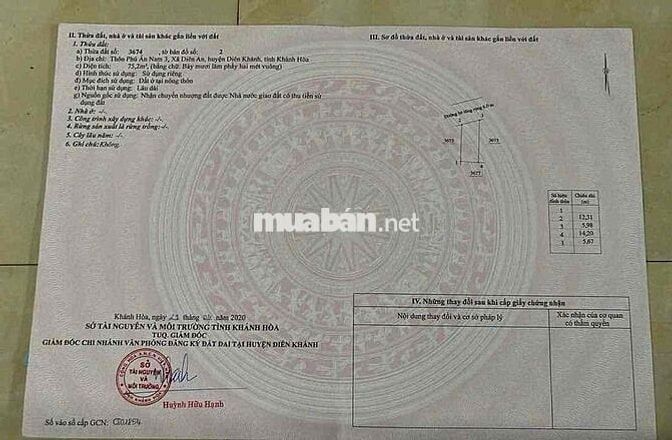 BÁN ĐẤT DIÊN AN – CẠNH ĐƯỜNG 23/10 GIÁ DÂN - 1 TỶ 670