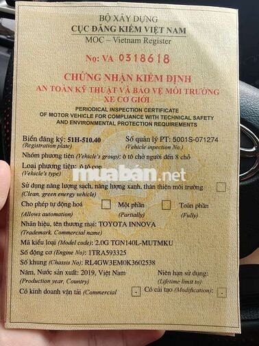 Toyota Innova 2019 Trắng 110.000 km