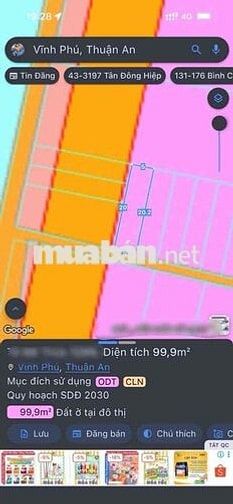vĩnh phú còn sót lại lô đất 5x20 thổ cư 60m2 đường xe hơi tới đất.