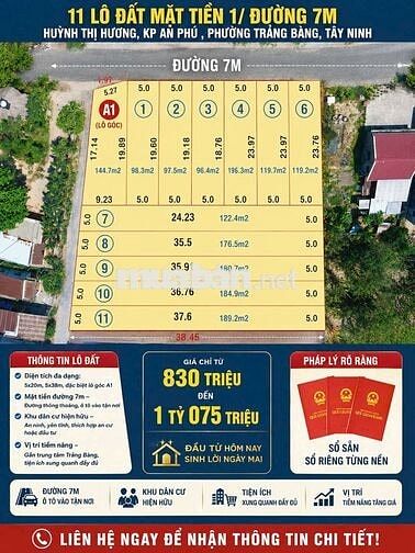 CHỦ NGỘP BÁN ĐẤT 145M2 GIÁ 900TR AN HÒA, TRẢNG BÀNG, TÂY NINH, SỔ RIÊG