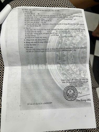 Bán nhà Hẻm đường Võ Văn Kiệt, Phường Cầu Kho, Quận 1, nhà 1 trệt, lầu