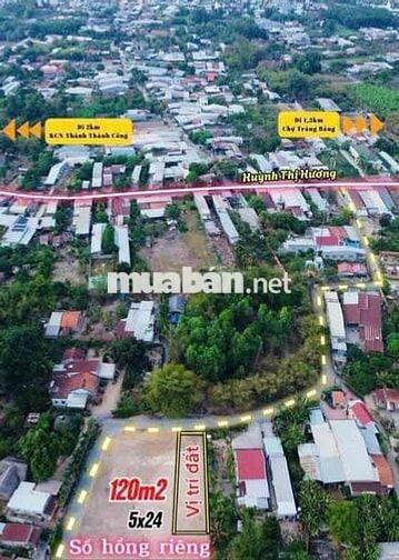 Bán đất thổ cư vị trí đẹp, giá rẻ rộng 120m2 ngay TT Trảng Bàng