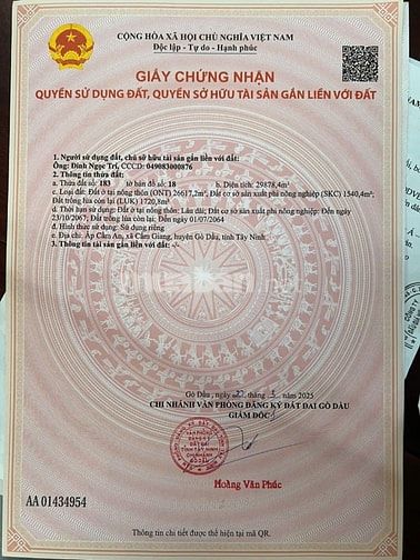 CẦN BÁN KHU XƯỞNG MẶT TIỀN QUỐC LỘ 22B – GÒ DẦU, TÂY NINH