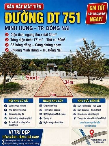 bán đất nền DT 751phường  Minh Hưng 