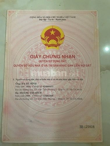 CẦN TIỀN BÁN GẤP NHÀ MẶT TIỀN 233 VĂN THÂN 