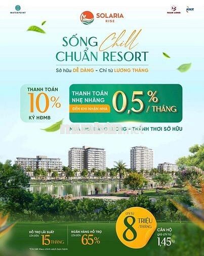 Căn hộ Solaria Rise chỉ 160 triệu ký HĐ mua bán, mỗi tháng đóng 8triệu