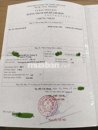 Bán nhà đẹp giá rẻ Quận 8- Mễ Cốc, P15 4x16 3 tấm 4 phòng hẻm to shr