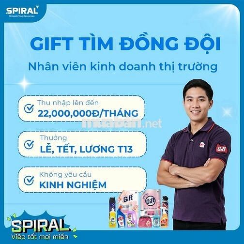 ĐỒNG THÁP - NHÂN VIÊN BÁN HÀNG GIFT KÊNH GT