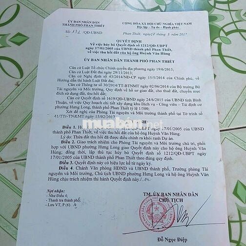 Cần bán đất với nhà ở khu vực phan thiết Bình thuận