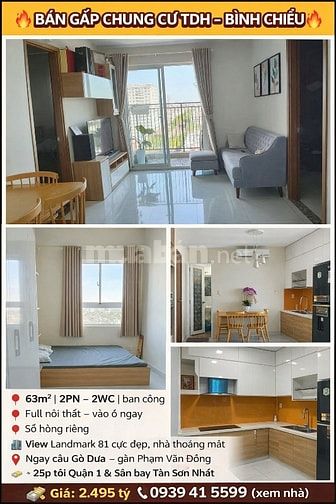 Căn Hộ TDH Riverview có sổ hỗ trợ vay bank 2pn 2wc giá từ 2.2 tỷ 62m2